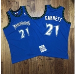 Men's Minnesota Timberwolves #21 Kevin Garnett 2003-04 Blue Hardwood Classics Soul AU Throwback Jersey