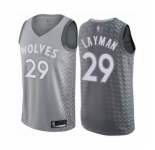Men's Minnesota Timberwolves #29 Jake Layman Authentic Gray Basketball Jersey - City Edition