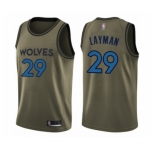 Men's Minnesota Timberwolves #29 Jake Layman Swingman Green Salute to Service Basketball Jersey