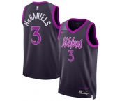 Men's Minnesota Timberwolves #3 Jaden McDaniels Purple 2025-26 City Edition Stitched Basketball Jersey