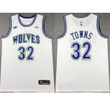 Men's Minnesota Timberwolves #32 Karl-Anthony Towns White City Edition Stitched Jersey