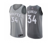 Men's Minnesota Timberwolves #34 Noah Vonleh Authentic Gray Basketball Jersey - City Edition