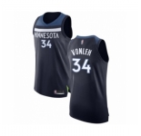 Men's Minnesota Timberwolves #34 Noah Vonleh Authentic Navy Blue Basketball Jersey - Icon Edition