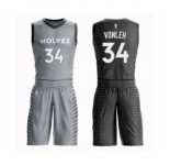 Men's Minnesota Timberwolves #34 Noah Vonleh Swingman Gray Basketball Suit Jersey - City Edition
