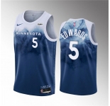 Men's Minnesota Timberwolves #5 Anthony Edwards Blue 2023-24 City Edition Stitched Jersey