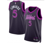 Men's Minnesota Timberwolves #5 Anthony Edwards Purple 2025-26 City Edition Stitched Basketball Jersey