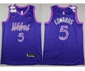 Men's Minnesota Timberwolves #5 Anthony Edwards Purple Sponsor Swingman Jersey