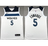 Men's Minnesota Timberwolves #5 Anthony Edwards White Association Edition Stitched Jersey