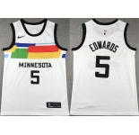 Men's Minnesota Timberwolves #5 Anthony Edwards White City Edition Stitched Jersey