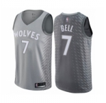Men's Minnesota Timberwolves #7 Jordan Bell Authentic Gray Basketball Jersey - City Edition