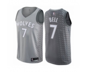 Men's Minnesota Timberwolves #7 Jordan Bell Authentic Gray Basketball Jersey - City Edition
