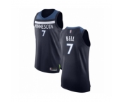 Men's Minnesota Timberwolves #7 Jordan Bell Authentic Navy Blue Basketball Jersey - Icon Edition