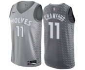 Men's Nike Minnesota Timberwolves #11 Jamal Crawford Authentic Gray NBA Jersey - City Edition