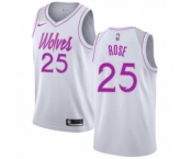 Men's Nike Minnesota Timberwolves #25 Derrick Rose White Swingman Jersey - Earned Edition