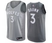 Men's Nike Minnesota Timberwolves #3 Anthony Brown Swingman Gray NBA Jersey - City Edition