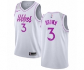 Men's Nike Minnesota Timberwolves #3 Anthony Brown White Swingman Jersey - Earned Edition