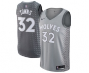 Men's Nike Minnesota Timberwolves #32 Karl-Anthony Towns Authentic Gray NBA Jersey - City Edition