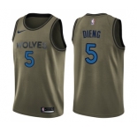 Men's Nike Minnesota Timberwolves #5 Gorgui Dieng Swingman Green Salute to Service NBA Jersey
