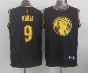 nba minnesota timberwolves #9 rubio black[gold lettering fashion]