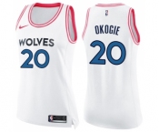 Women's Nike Minnesota Timberwolves #20 Josh Okogie Swingman White Pink Fashion NBA Jersey