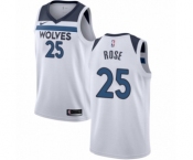 Women's Nike Minnesota Timberwolves #25 Derrick Rose Authentic White NBA Jersey - Association Edition