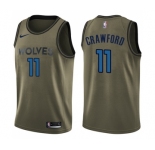Youth Nike Minnesota Timberwolves #11 Jamal Crawford Swingman Green Salute to Service NBA Jersey