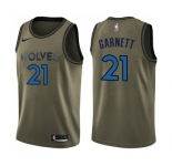 Youth Nike Minnesota Timberwolves #21 Kevin Garnett Swingman Green Salute to Service NBA Jersey