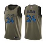 Youth Nike Minnesota Timberwolves #24 Justin Patton Swingman Green Salute to Service NBA Jersey