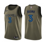 Youth Nike Minnesota Timberwolves #3 Anthony Brown Swingman Green Salute to Service NBA Jersey