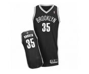 Men Adidas Brooklyn Nets #35 Trevor Booker Authentic Black Road NBA Jersey