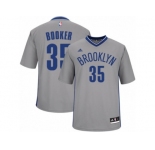 Men Adidas Brooklyn Nets #35 Trevor Booker Swingman Gray Alternate NBA Jersey