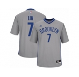 Men Adidas Brooklyn Nets #7 Jeremy Lin Swingman Gray Alternate NBA Jersey