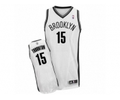 Men's Adidas Brooklyn Nets #15 Marcus Thornton Authentic White Home NBA Jersey