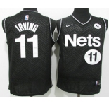 Men's Brooklyn Nets #11 Kyrie Irving Black Nike Swingman 2021 Earned Edition Stitched Jersey With Sponsor Logo