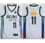 Men's Brooklyn Nets #11 Kyrie Irving NEW White 2021 City Edition Swingman Stitched NBA Jersey With The NEW Sponsor Logo