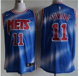 Men's Brooklyn Nets #11 Kyrie Irving Swingman Blue Retro Basketball Jersey 2021 New