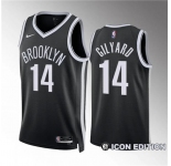 Men's Brooklyn Nets #14 Jacob Gilyard Black Draft Icon Edition Stitched Basketball Jersey