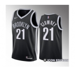 Men's Brooklyn Nets #21 Noah Clowney Black 2023 Draft Icon Edition Stitched Basketball Jersey
