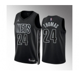 Men's Brooklyn Nets #24 Cam Thomas 2022-23 Black Statement Edition Stitched Basketball Jersey