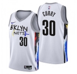 Men's Brooklyn Nets #30 Seth Curry 2022-23 White City Edition Stitched Basketball Jersey