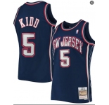 Men's Brooklyn Nets #5 Kidd Navy Throwback basketball Jersey