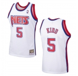 Men's Brooklyn Nets #5 Kidd White Throwback basketball Jersey