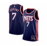 Men's Brooklyn Nets #7 Kevin Durant 2021-2022 Swingman Navy City Edition 75th Anniversary Stitched Basketball Jersey