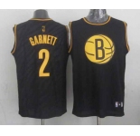 nba brooklyn nets #2 garnett black[gold lettering fashion]