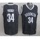 nba brooklyn nets #34 pierce black leopard print[2014 new]