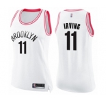Women's Brooklyn Nets #11 Kyrie Irving Swingman White Pink Fashion Basketball Jersey