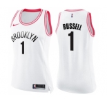 Women's Nike Brooklyn Nets #1 D'Angelo Russell Swingman White Pink Fashion NBA Jersey