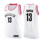 Women's Nike Brooklyn Nets #13 Shabazz Napier Swingman White Pink Fashion NBA Jersey