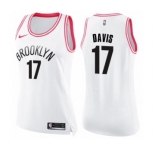 Women's Nike Brooklyn Nets #17 Ed Davis Swingman White Pink Fashion NBA Jersey
