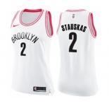 Women's Nike Brooklyn Nets #2 Nik Stauskas Swingman White Pink Fashion NBA Jersey